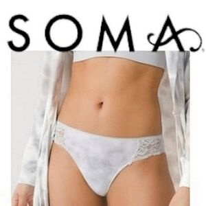 SOMA Vanishing Edge Microfiber With Lace Bikini In The Clouds Print XXL NWT